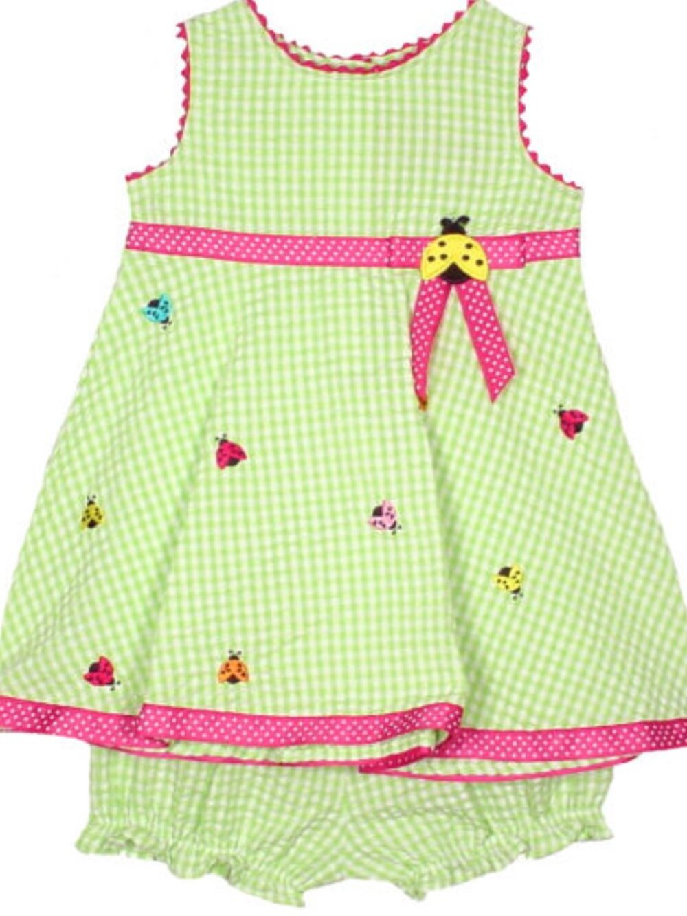 Youngland - Girls' 2-Pc Ladybug Seersucker Dress Set
